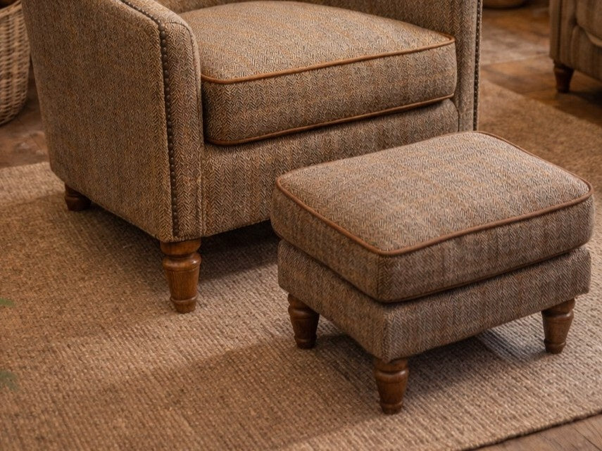 Vintage Sofa Company Alba Footstool in Harrington Tweed — detail view