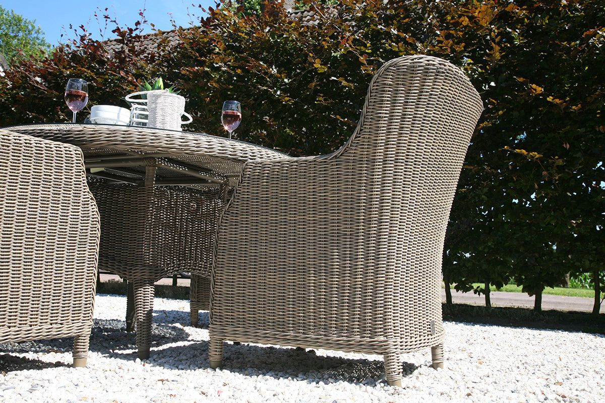 4 Seasons Outdoor Brighton 130cm Round 4 Seat Dining Set in Pure Weave