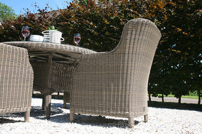 4 Seasons Outdoor Brighton 130cm Round 4 Seat Dining Set in Pure Weave