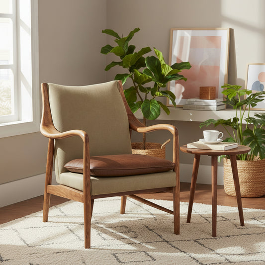 Vintage Sofa Company Salisbury Leisure Chair in Washed Green Canvas and Leather