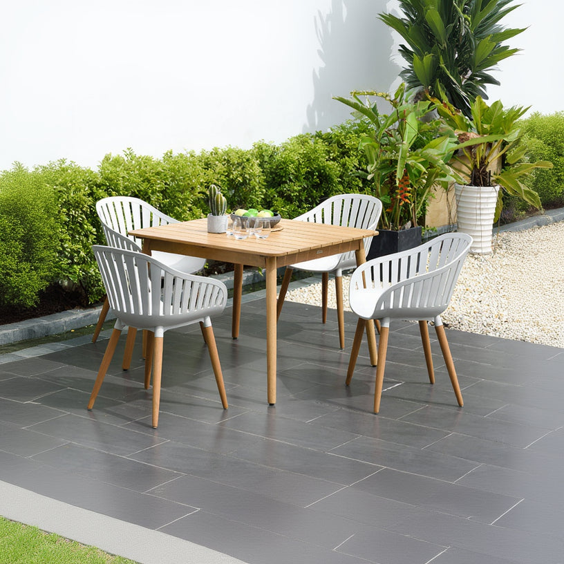 LifestyleGarden Nassau DuraOcean 4 Seat Square Dining Set – Oatmeal
