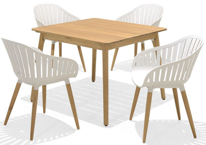 LifestyleGarden Nassau DuraOcean 4 Seat Square Dining Set – Oatmeal