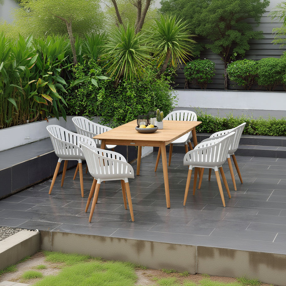LifestyleGarden Nassau DuraOcean 6 Seat Rectangular Dining Set – Oatmeal