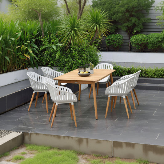 LifestyleGarden Nassau DuraOcean 6 Seat Rectangular Dining Set – Oatmeal