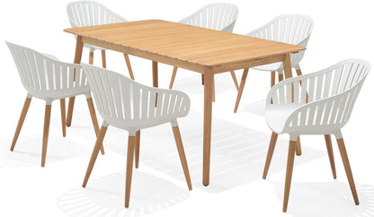 LifestyleGarden Nassau DuraOcean 6 Seat Rectangular Dining Set – Oatmeal