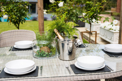 4 Seasons Outdoor Sussex 180cm Oval 6 Seat Dining Set in Polyloom Pebble