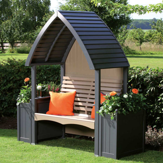 AFK Garden Products Cottage Arbour and Planter Set Charcoal and Nutmeg