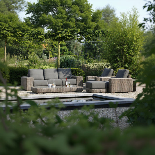 4 Seasons Outdoor Kingston Lounge Set with Footstool in Pure Weave