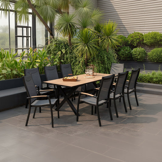 LifestyleGarden Panama 8 Seat Stacking Dining Set – Weathernet