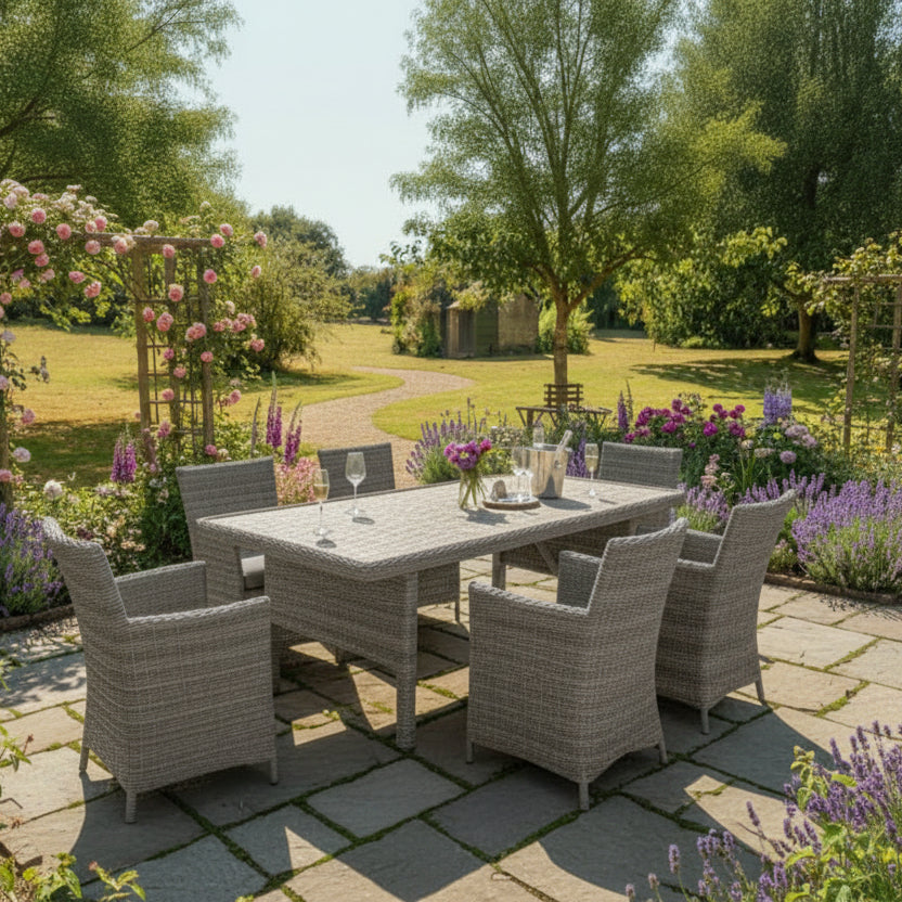 Bermuda 6 Seat Dining Set in Grey Weave