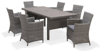 Bermuda 6 Seat Dining Set in Grey Weave