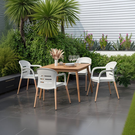 LifestyleGarden Onyx 4 Seat Dining Set White