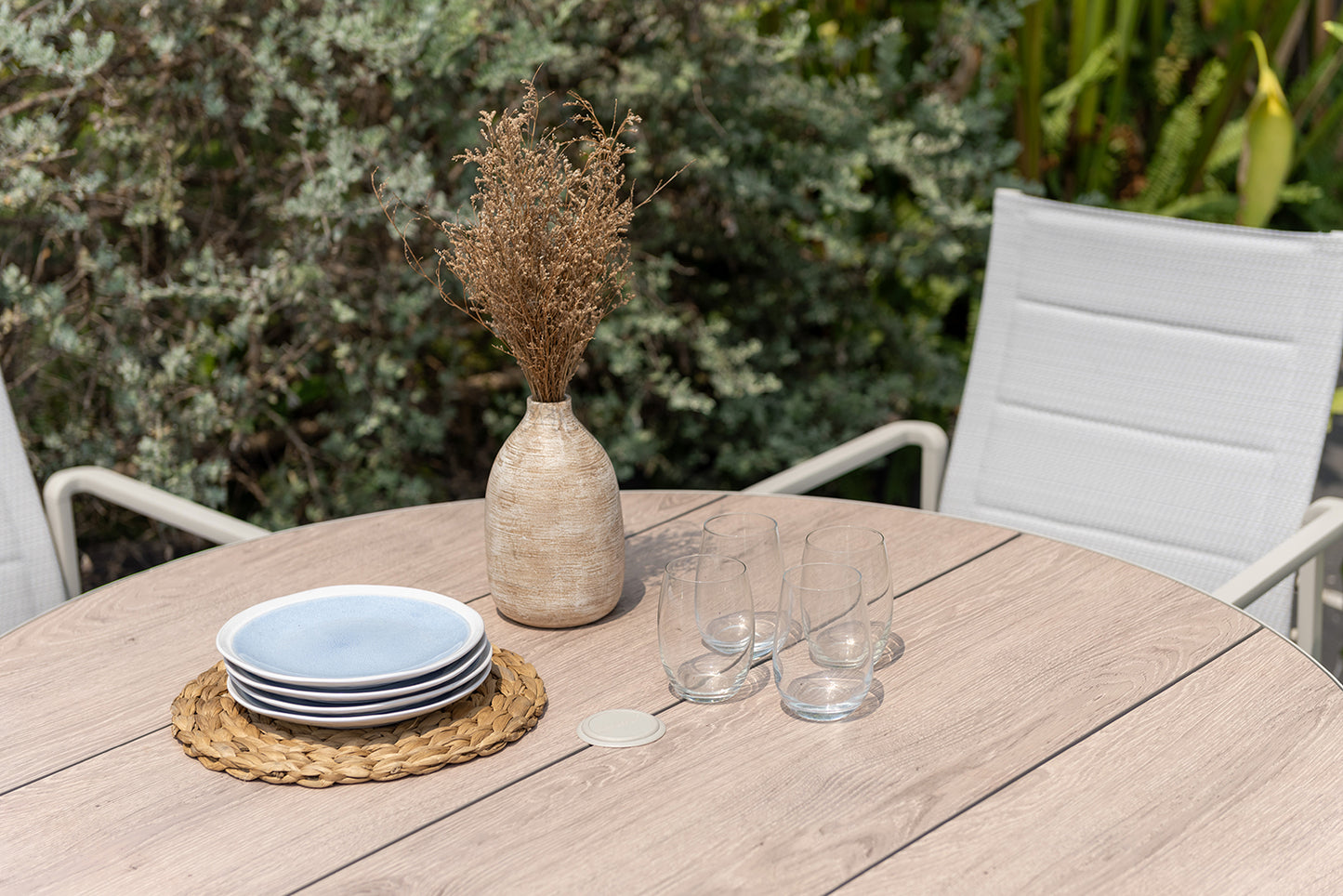 LifestyleGarden Urbanite Sand 4 Seat Round Padded Dining Set