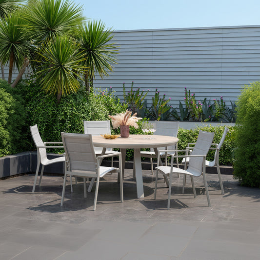 LifestyleGarden Urbanite Sand 6 Seat Round Padded Dining Set