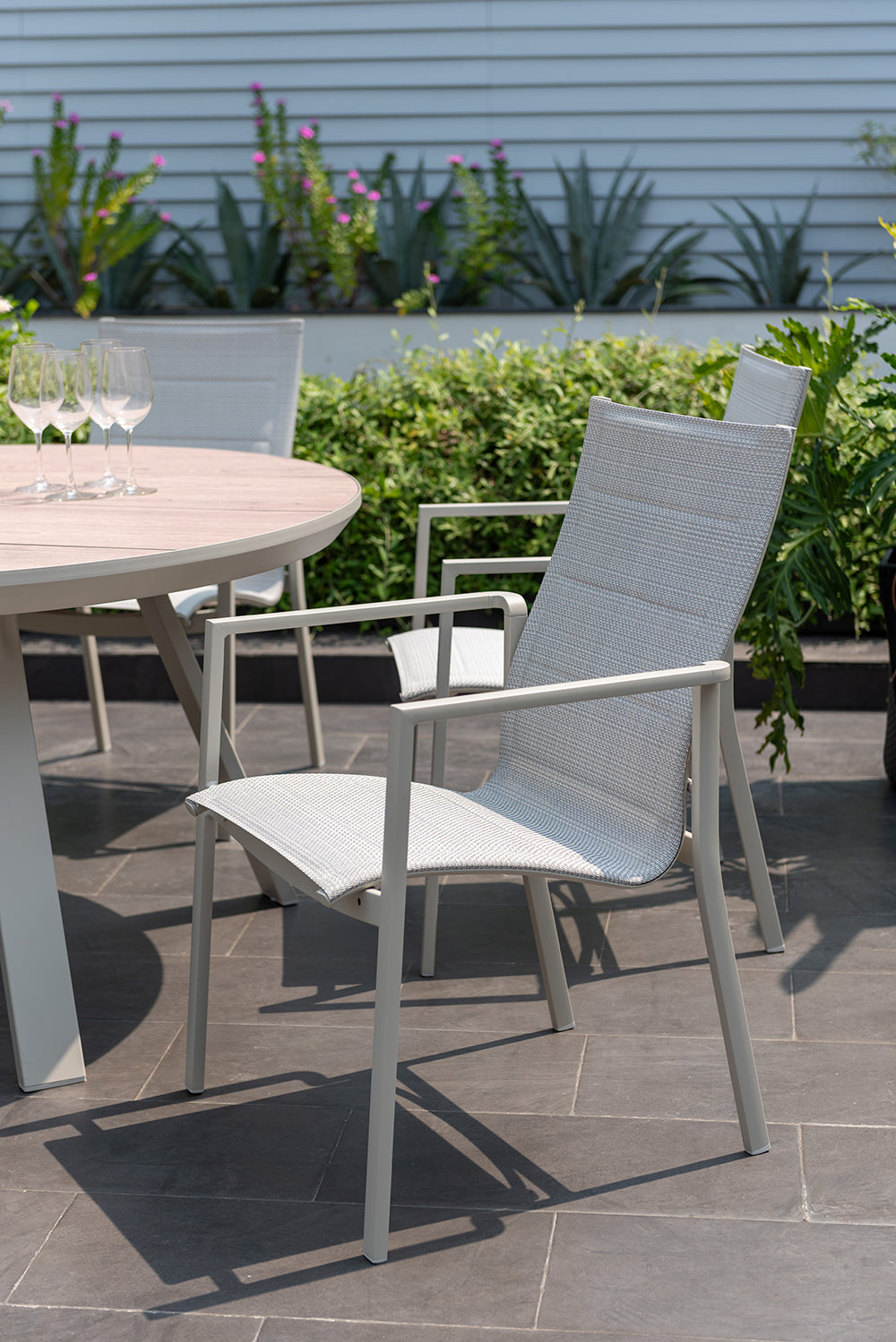 LifestyleGarden Urbanite Sand 6 Seat Round Padded Dining Set