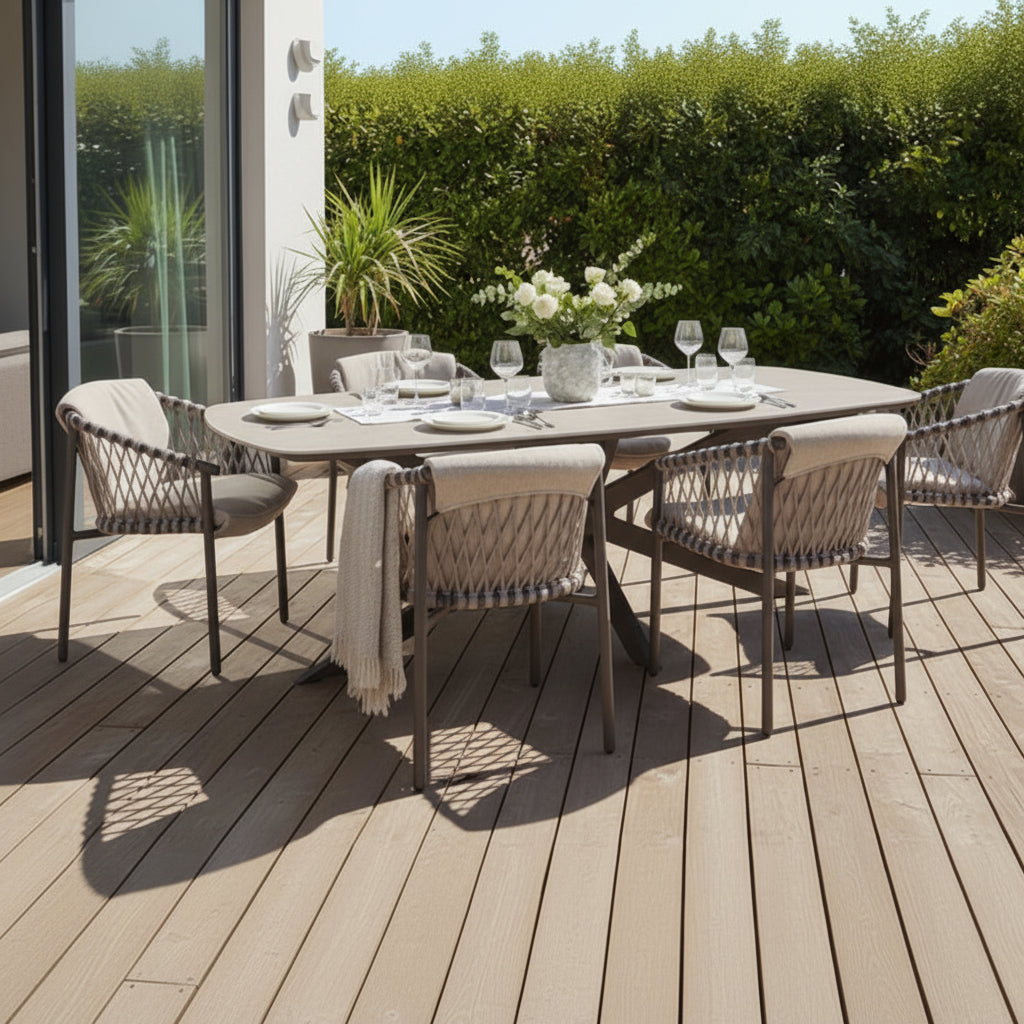 4 Seasons Outdoor Allora 6 Seat Barrel Dining Set