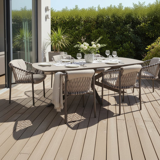 4 Seasons Outdoor Allora 6 Seat Barrel Dining Set