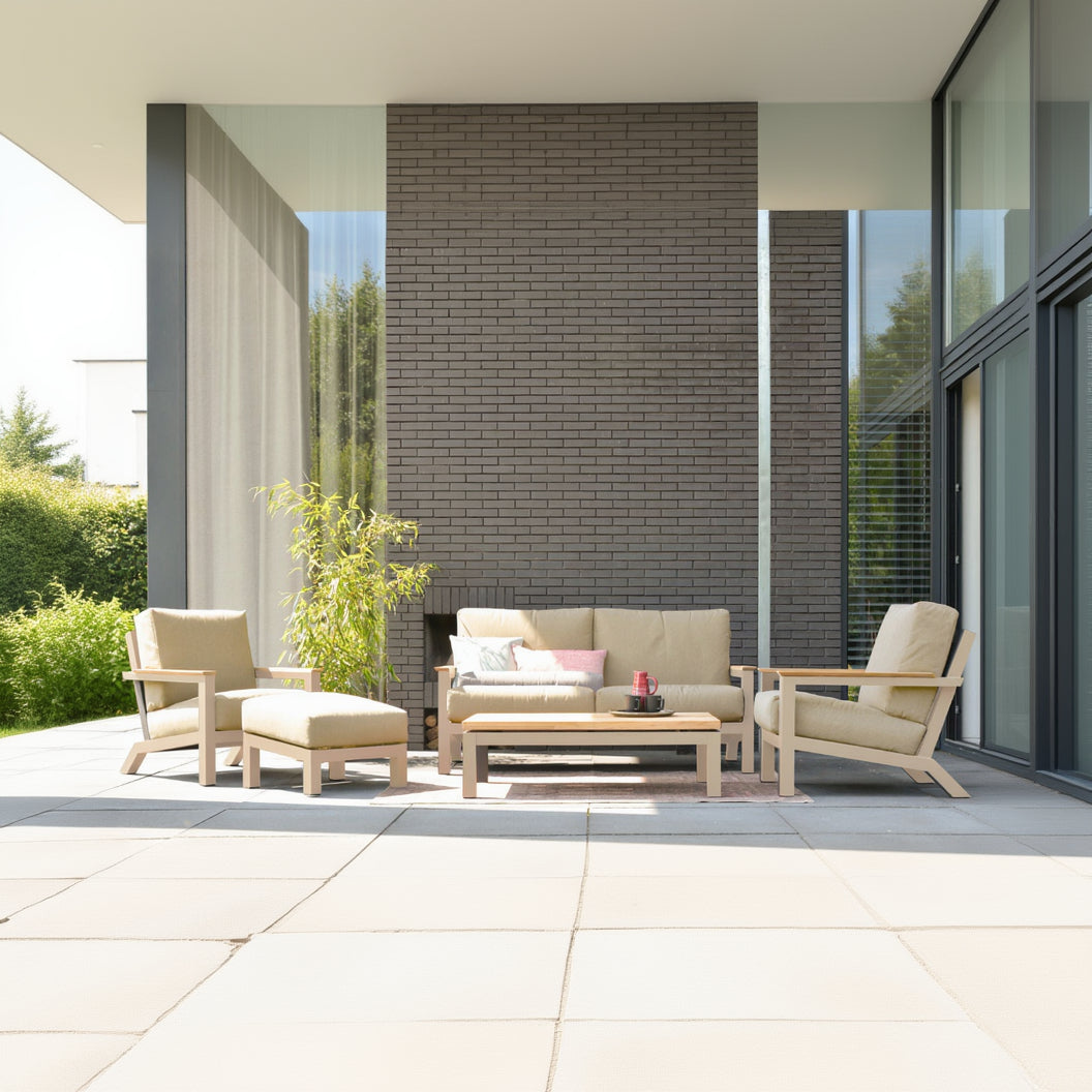 4 Seasons Outdoor Capitol Lounge Set with Footstool in Latte