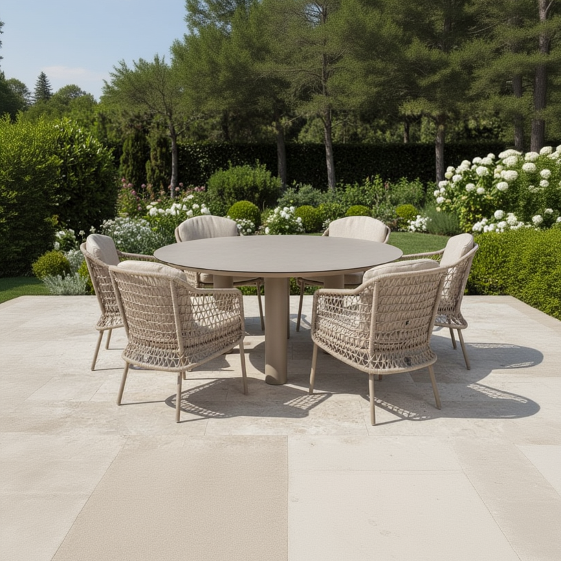 4 Seasons Outdoor Puccini 6 Seat Round Donato Dining Set