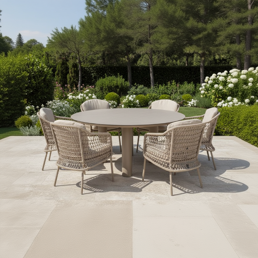 4 Seasons Outdoor Puccini 6 Seat Round Donato Dining Set
