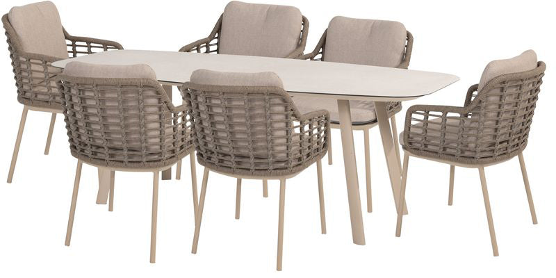 4 Seasons Outdoor Puglia 6 Seat Barrel Dining Set