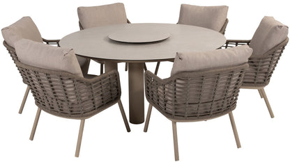 4 Seasons Outdoor Puglia 6 Seat Low Round Dining Set
