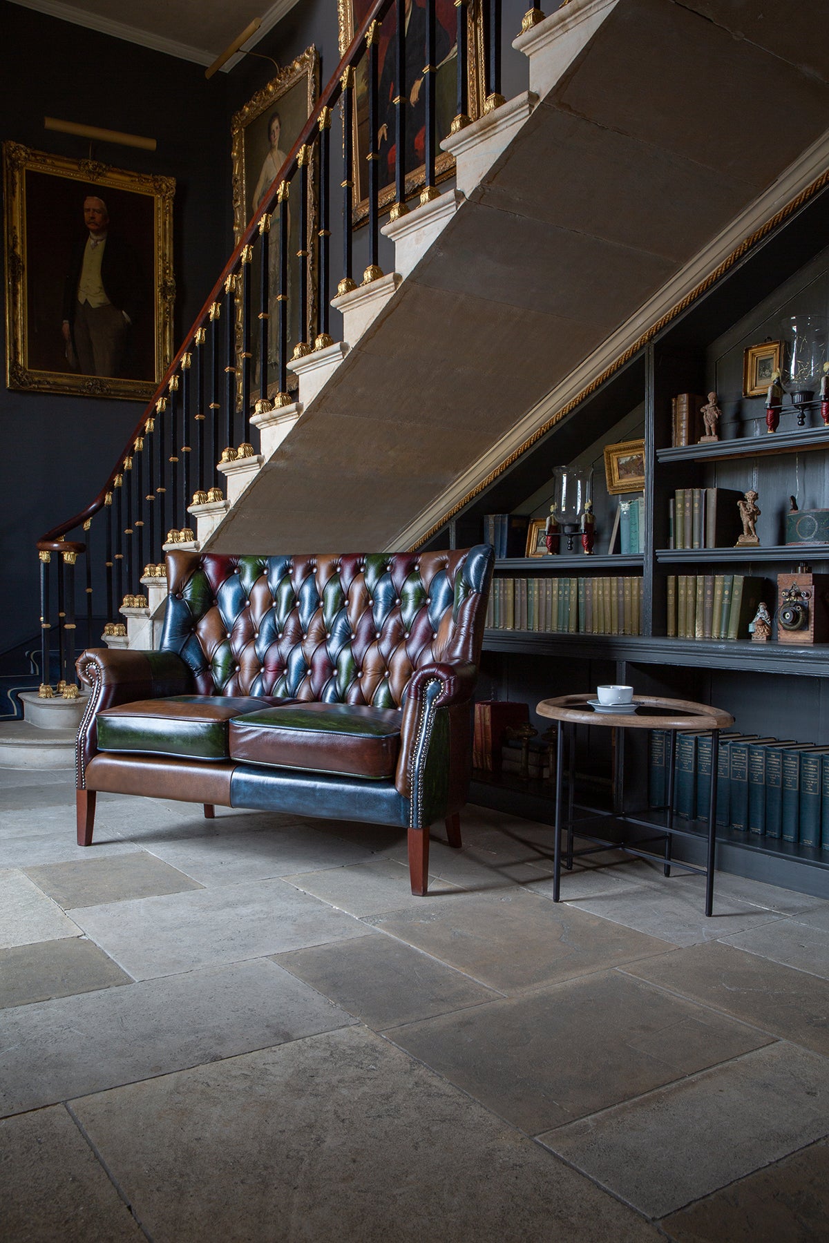 Vintage Sofa Company Bowes Rub-Off Leather Patchwork 2 Seater Sofa