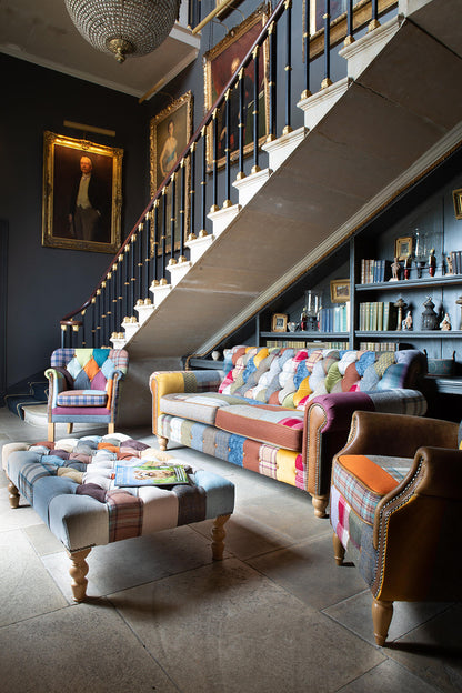 Vintage Sofa Company Dickinson Small 2.5 Str Sofa in Patchwork & Tan Leather