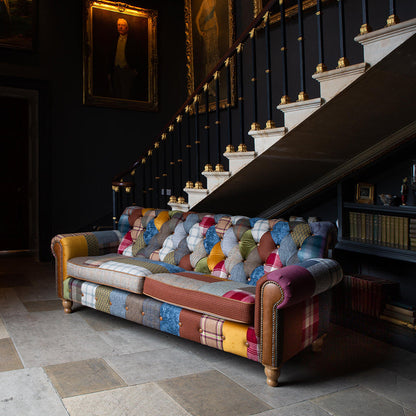 Vintage Sofa Company Dickinson Small 2.5 Str Sofa in Patchwork & Tan Leather