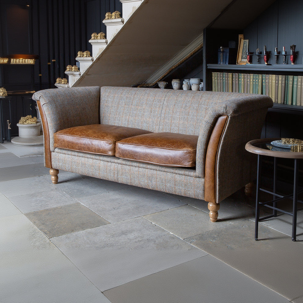 Vintage Sofa Company Granby 2 Seater Plain Back Sofa with Leather seats