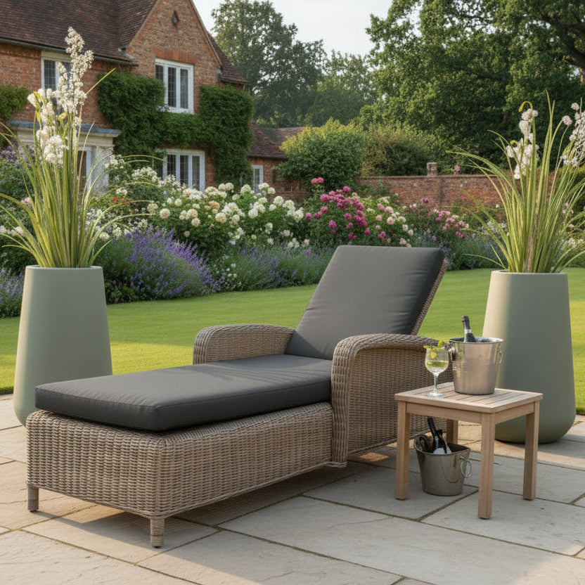 4 Seasons Outdoor Somerset Single Sunbed  in Pure Weave