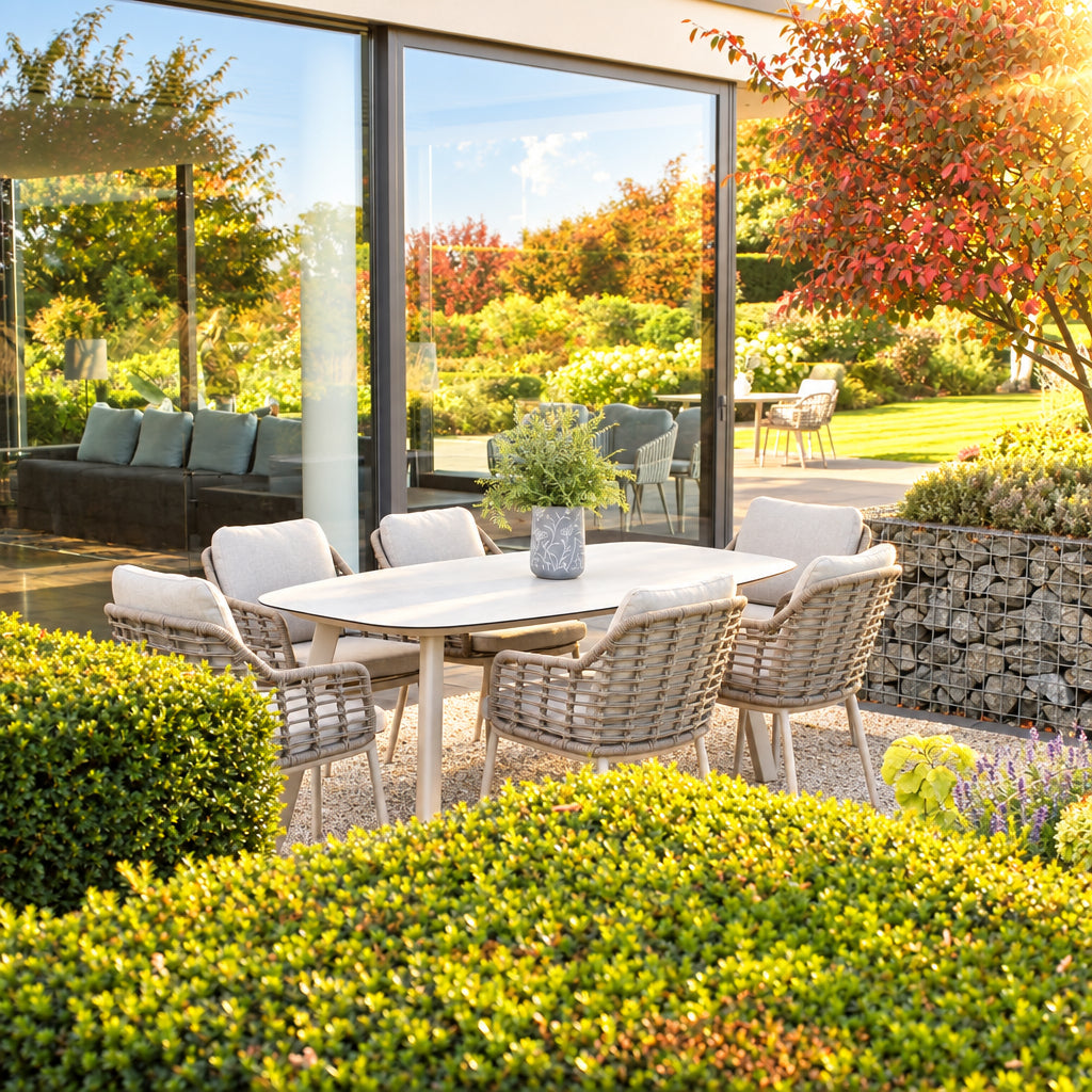4 Seasons Outdoor Puglia 6 Seat Barrel Dining Set