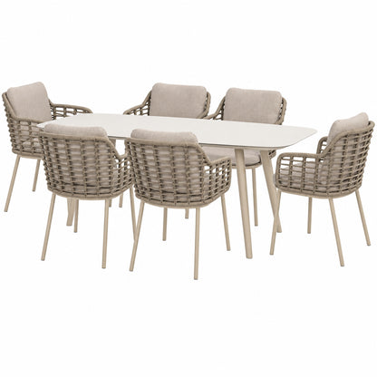 4 Seasons Outdoor Puglia 6 Seat Barrel Dining Set