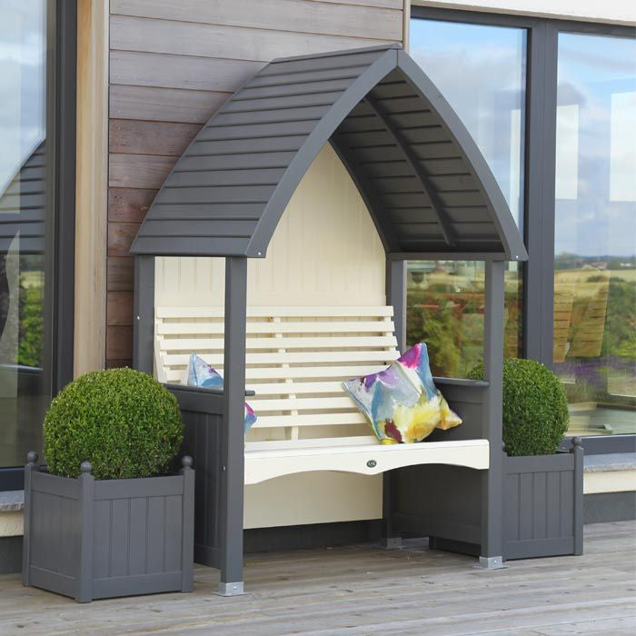 AFK Garden Products Cottage Arbour and Planter Set Charcoal and Cream