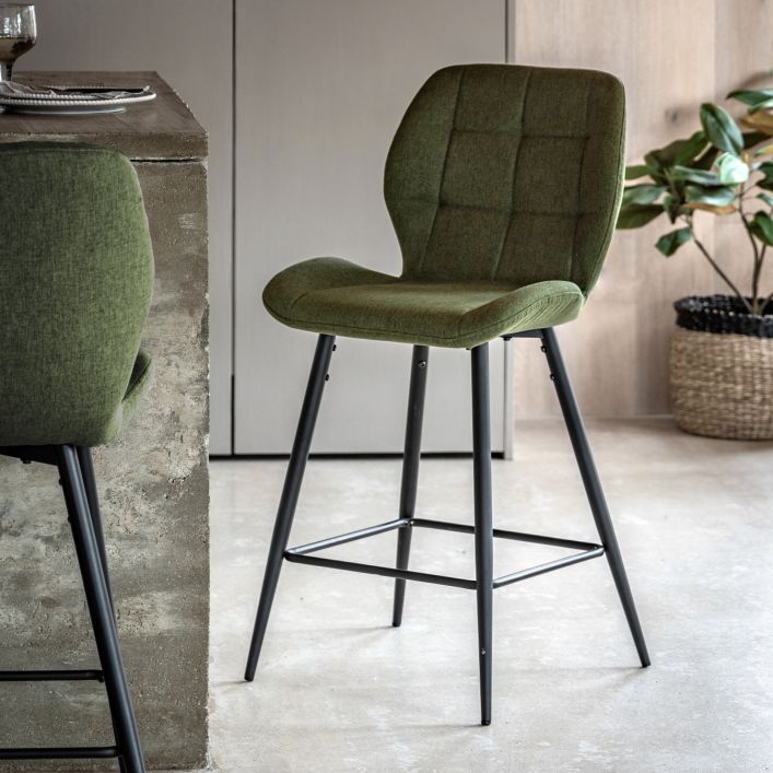Gallery Direct Manford Pair of Stools in Bottle Green