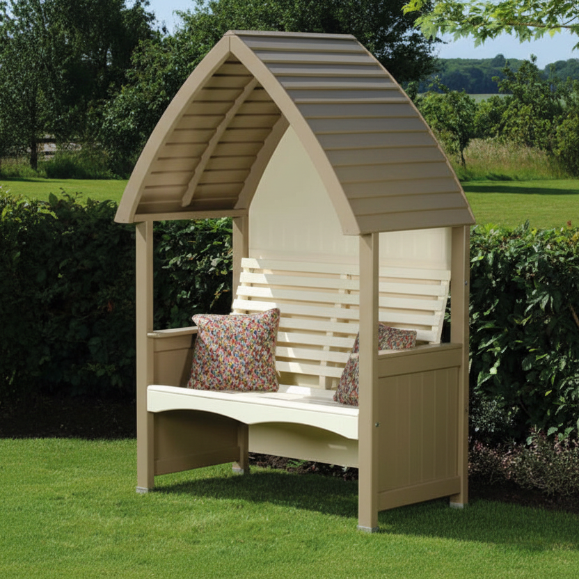 AFK Garden Products Cottage 2 seater Arbour in Nutmeg and Cream coloured timber