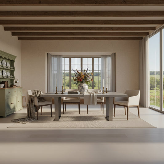 Baker 200cm Dining Table features a concrete effect table top and brushed stainless steel framework, designed to seat 8 diners comfortably.