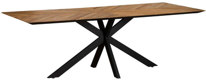 Baker Camden 240cm Rectangular Dining Table can seat up to 8 people with black metal star leg base and a unique chevron patterned table top