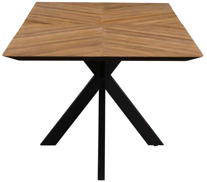 Baker Camden 240cm Dining Table with inlaid chevron patterned table top and black metal star leg base