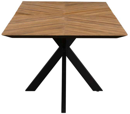 Baker Camden 240cm Dining Table with inlaid chevron patterned table top and black metal star leg base