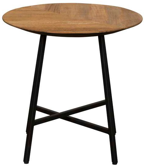 Baker Camden Round Lamp Table features an oak top with chevron design, and black x-leg base