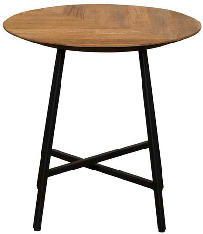 Baker Camden Round Lamp Table features an oak top with chevron design, and black x-leg base