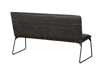 Baker Cooper Bench in a mottled Grey faux leather fabric with black metal legs