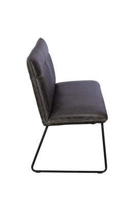 Baker Cooper Bench in Dark Grey faux Leather upholstery with black metal legs