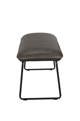 Baker Cooper Low Bench in Grey faux leather padded material with black metal tubular legs