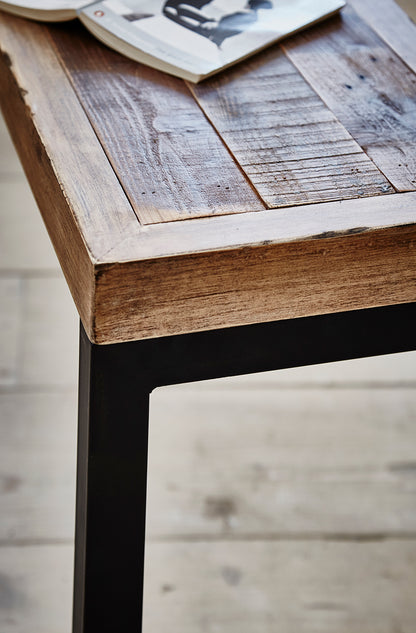 Baker Nixon 140cm Dining Bench features natural reclaimed timber and powder coated anthracite aluminium legs
