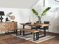 Baker Nixon 140cm Dining Bench seats 2 people and is constructed from reclaimed timbers and black metal legs