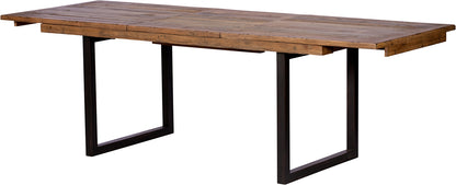 Baker Nixon 180cm-240cm Extending Dining Table natural reclaimed timber and powder coated anthracite aluminium legs, can seat up to 8 people when extended