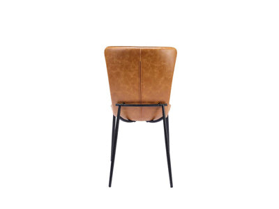 Baker Pair of Ella Dining Chairs upholstered in a Tan faux leather with black aluminium legs