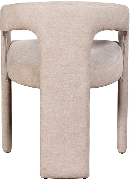 Baker Pair of Georgia Armchairs upholstered in a beige boucle effect material with tripod style legs and padded seat